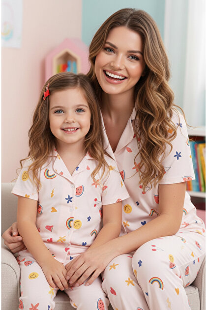 Patterned Cotton Button Knitted Pajamas Set