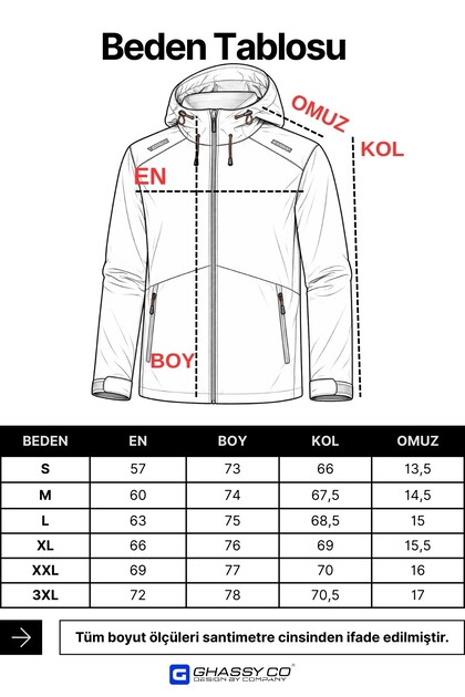 Ghassy Co Erkek Rüzgarlık/Yağmurluk Outdoor Omuz Detaylı Mevsimlik