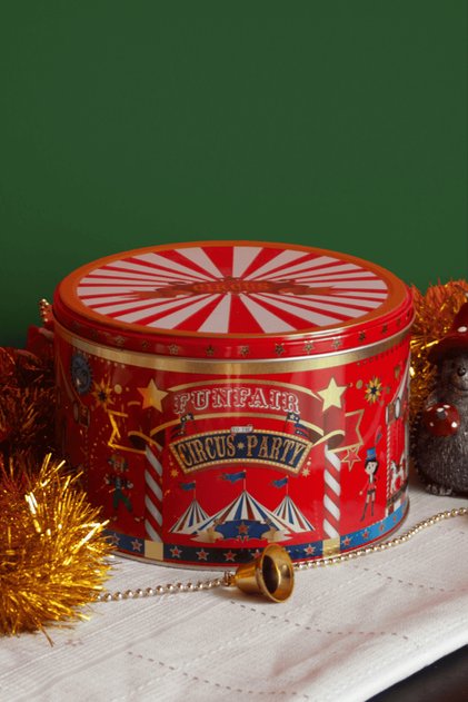 Home Circus Seri 3,4 L Yuvarlak Metal Kutu - Kırmızı - 190x120mm
