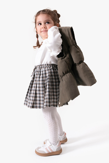 Plaid Skirt, Pantyhose & Vest Holiday Outfit for Baby Girl, 4-Piece Set 9093 Spr