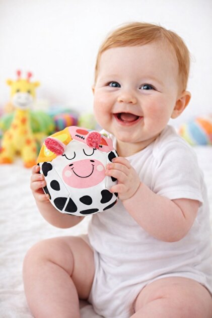 Soft Plush Baby Ball | Cow Design XL Development Ball (27 cm)