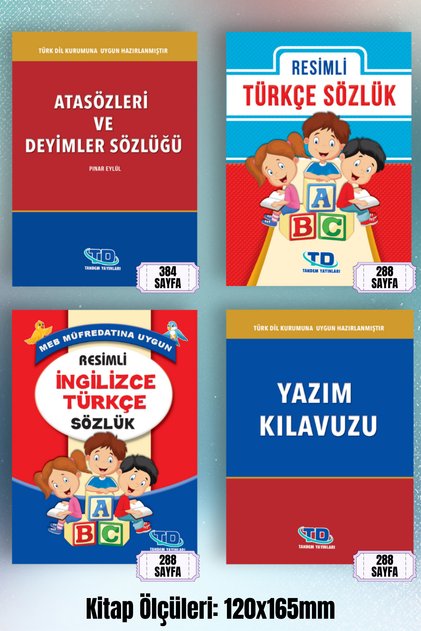 Yazım klavuzu+ Resimli Türkçe + Atasözleri ve Deyimler Sözlüğü + Resimli İngilizce Türkçe Sözlük