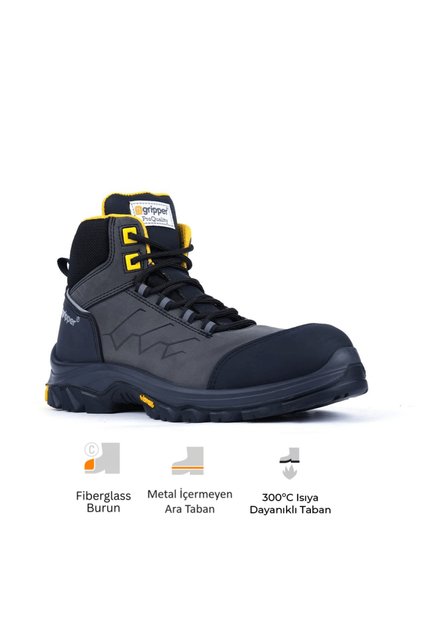 Force Gray-Black S3 SRC HRO Vibram Mikrofiber Nubuk Deri Fiberglass Burun İş Botu