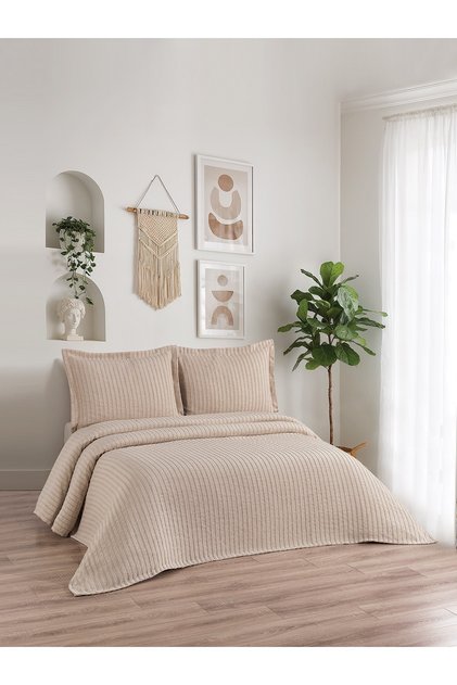 Lena 3 Piece Double Pique Set Brown 230 X 240 cm Brown