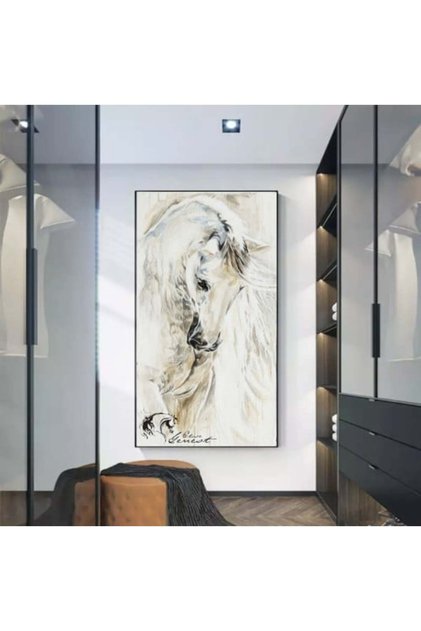 لوحات فنية خيل مطبوعة على قماش الكانفس موديل ( 1696)