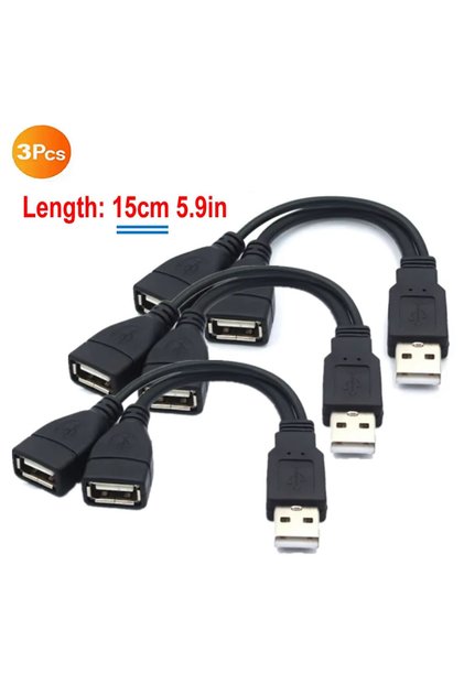 15cm - 3pcs 1 Male to 2 Female Extension Cord USB 2.0 Splitter Y Cable Power Adapter Converter for P