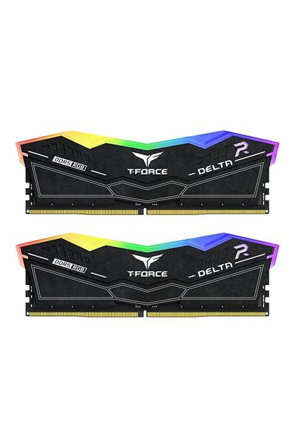 ذاكرة سطح المكتب TEAMGROUP DELTA RGB DDR5، سوداء، سعة 16 جيجابايت (2 × 8 جيجابايت)، 6000 ميجاهرتز، إضاءة RGB، CL38