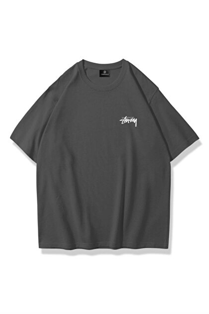 Trendiz Unisex Stüssy Zar Tshirt Antrasit - Fiyatı, Yorumları