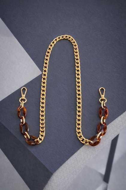 110 cm Bag Strap Chain – with Acrylic Rings, Spring Hooks, Compatible with Leather and Knitted Bags