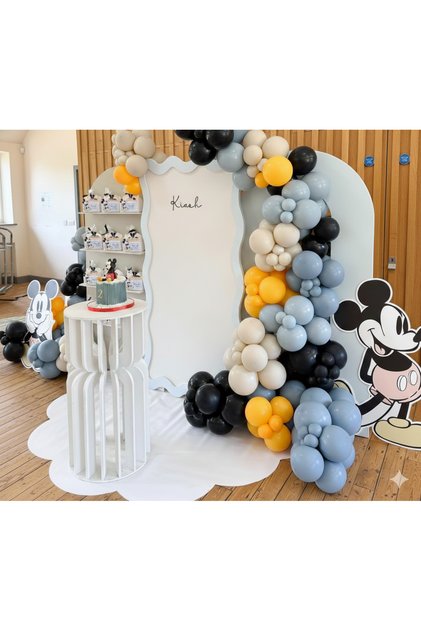 Midnight Blue, Storm Blue, Cream, Yellow Balloon Set of 65 | Mickey Themed Balloon Set | Birthday Balloon