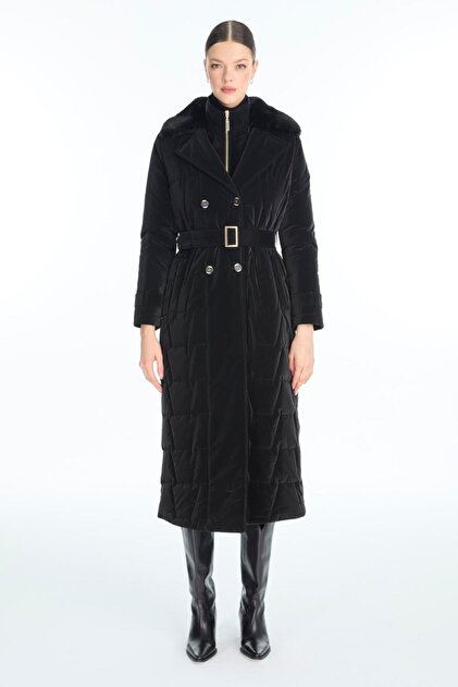 ★ふわふわ様  9600 Benedetto Parlamayan Kumaş Kırık Beyaz Kadın Peluş Mont Kaban