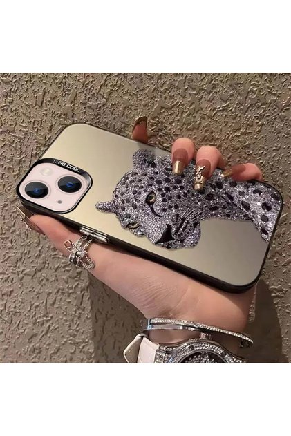 Phone 15/14 Compatible Silver Tiger Print Pattern Quality Luxury Phone Case Mk01A
