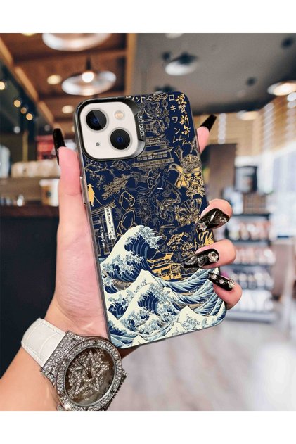 Phone 15/14 Compatible Samurai Wave Print Pattern Quality Luxury Phone Case Mk01A
