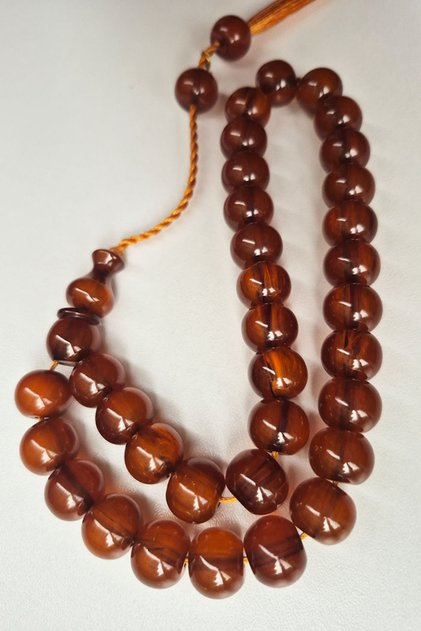 12x14mm Usta mühürlü Alman Sıkma Kehribar Tesbih