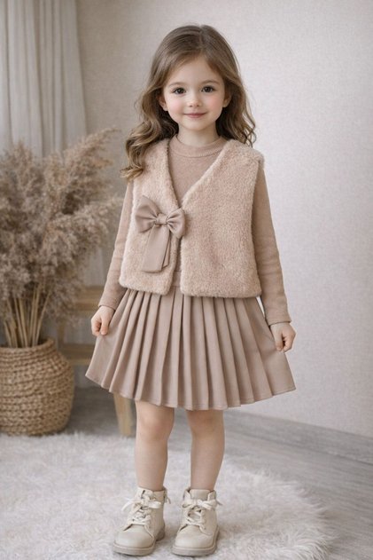 Girl's Skirt Vest Sweet Three-Piece Set