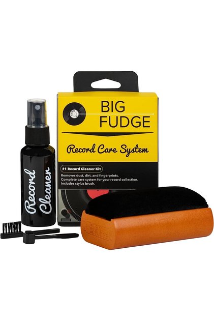 Kit de curățare și întreținere pentru discurile de vinil, Big Fudge, perie de catifea, perie pentru stylus, soluție de curățare
