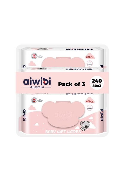 Baby Wet Wipes Strawberry for Sensitive Skin – Alcohol & Paraben Free-240 pcs
