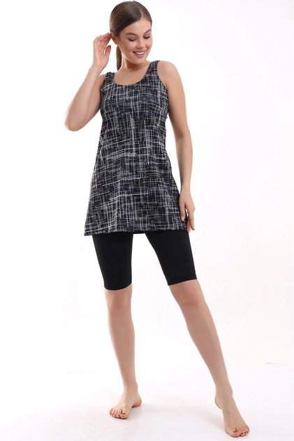 Women's Swimsuit with Tights and Dress, Built-In Chest Pad, Available in Micro Lycra, Stretchy Swimsuit, Two-Piece