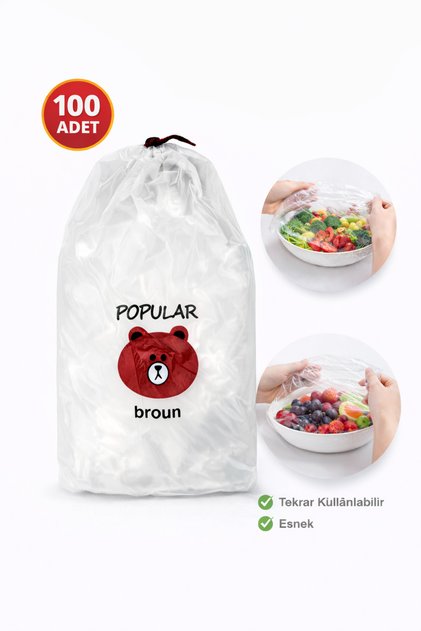 100 Adet Hijyenik Gıda Koruma Saklama Bonesi [ tencere, tabak, kase ]