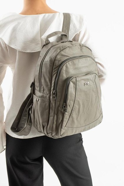 Y.S.Leather Women's Backpack 33*23 cm Vegan Leather Wash Faux Leather Soft Texture Daily Bag