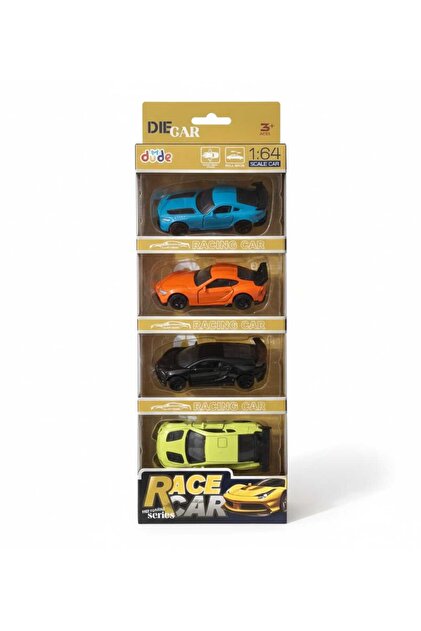 ミニカー セット Daily Bazaar 4'lü Çek Bırak Diecast 1:64 Ölçekli Yarış Arabaları