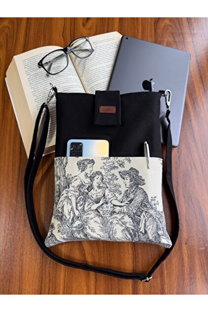 El Yapımı, Fransız Köylüsü Desenli, Cepli, Taşıma Askılı, Kılıf Çanta, Tablet Kılıfı, Kitap Kılıfı