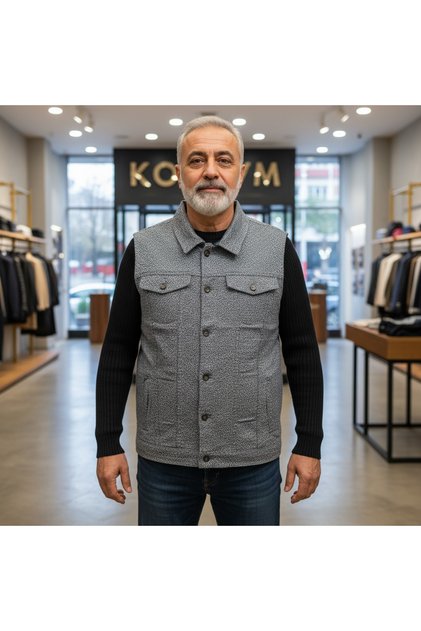 Yeni Sezon Motorcu Erkek Siyah Kot Yelek 2026