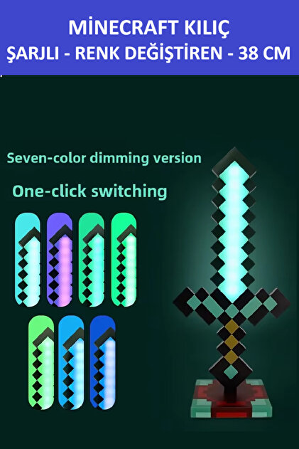 ZETCONCEPT 🗡️ Minecraft Işıklı Kılıç – Şarjlı & Renk Değiştiren