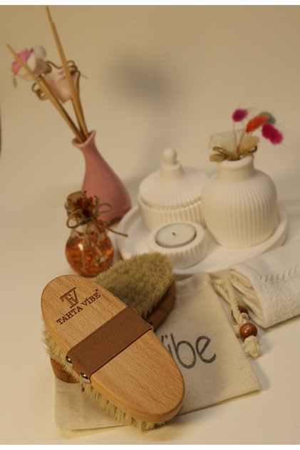 100% Natural Horsehair Cellulite Brush Brown (with Storage Bag as a Gift)