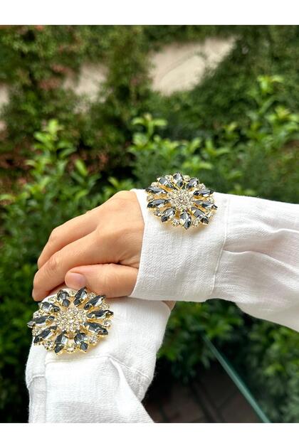Taşlı Şık Kol Düğmesi ,Dikiş Gerektirmeyen Şık Kol Düğmesi, Çıkarılabilir Düğme Tasarım, 2 adet
