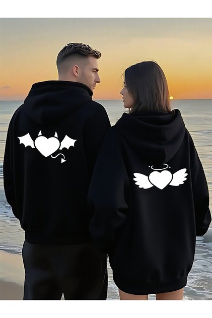 Couple Combination 1Pc Women's Model Valentine's Day Printed Comfortable Fit Hooded Sweatshirt