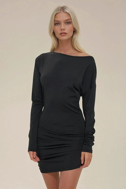Boat Neck Bodysitting Mini Dress
