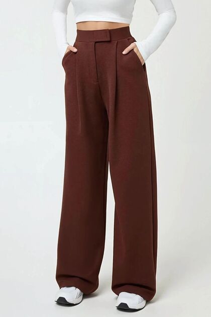High Waist Lycra Velcro Closure Crepe Palazzo Trousers