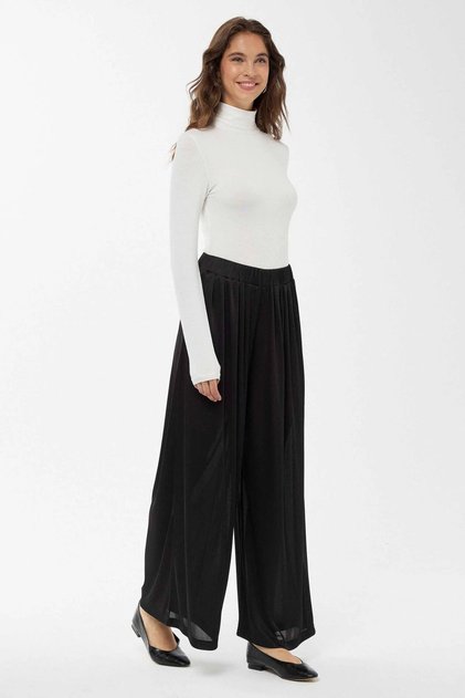 Wide Leg Elastic Trousers