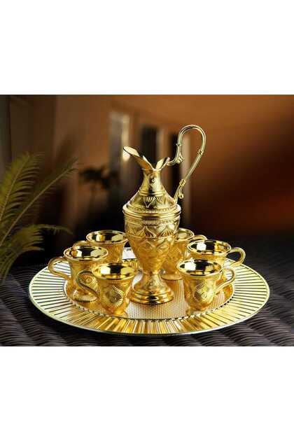 Gold Color Engraved Zemzem Set - 8 Pieces