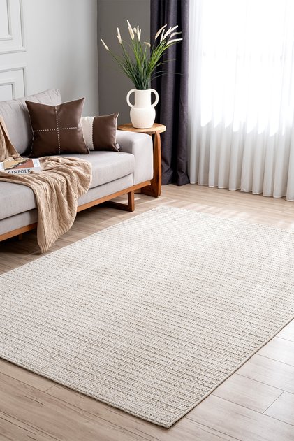 Retro Plain Krem Düz Dokuma Tozumaz Halı Salon Antre Koridor Balkon Teras Oturma Odası Halısı A3190A