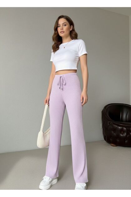 Kadın Beli Lastikli Gündelik Rahat Fitilli Eşofman Altı Pijama Pantolon