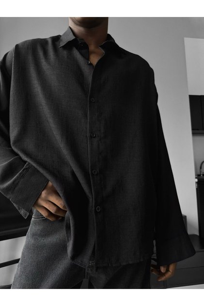 Men's Oversized Italian Collar Linen Shirt Comfortable Fit Long Sleeve New Season Cotton Loose Shirt