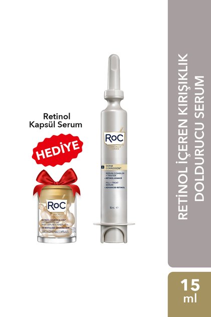 Retinol Kapsül Serum Hediyeli Retinol + Hyalüronik Asit Kırışıklık Doldurucu Serum 15ml