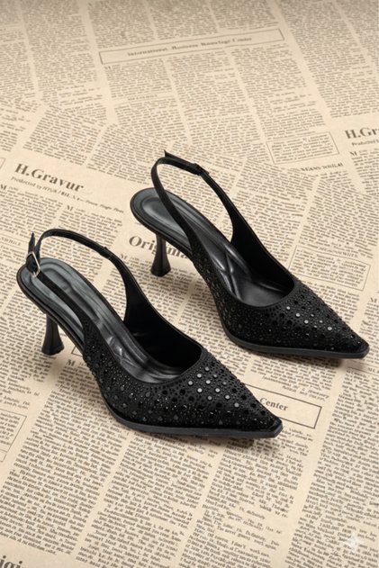 Stone Detailed Women's Evening Dress Heeled Shoes