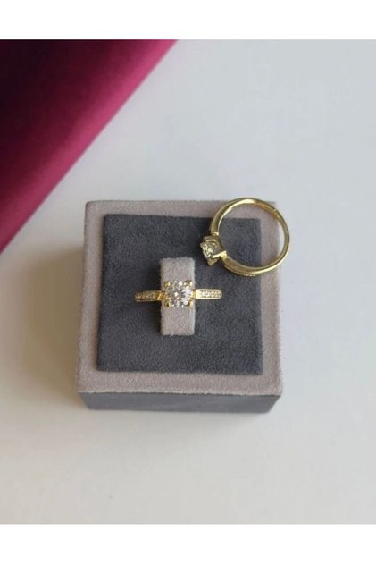 Aksesuar Xuping Numaralı Tektaş, Kenarları Zirkon Taşlı Yüzük, Ölçü:7
