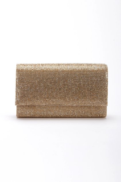Women's Stone Strap Evening Dress Bag Gold