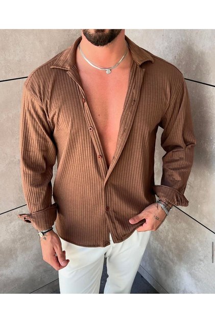 Men's Oversized Italian Collar Cotton L Stretch Fabric Blended Shirt Solid Color Comfortable Fit