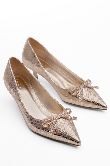 Gold High-Heeled Shoes Women's High-Heeled Shoes Short-Heeled Shoes Daily Stylish Shoes Evening Wear