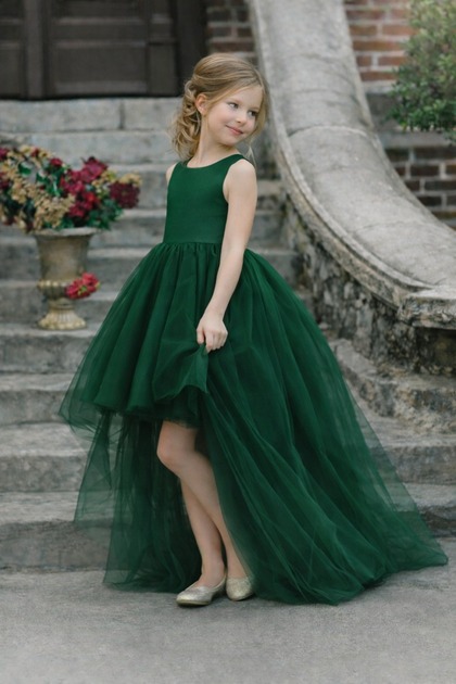 SUNEH Girls' Front Short Back Long Tail Detailed Emerald Green Prom, Party  & Graduation Dress- Trendyol