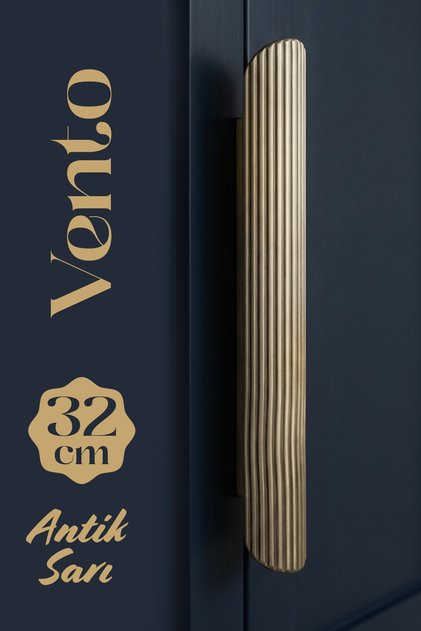 VENTO Antik Sarı Düz Çekmece Kulp 320 mm Uzun Metal Dolap Gardırop Mutfak Banyo Kulbu Modern Tasarım