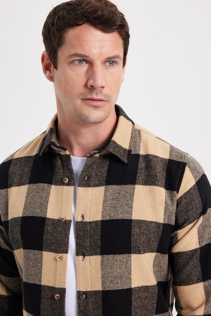 Men's Slim Fit slim fit checkered winter lumberjack shirt