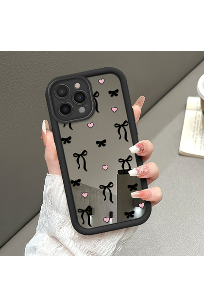 iPhone 14 Pro Max Compatible Bowknot Mirror Case Silicone Full Protection Butterfly