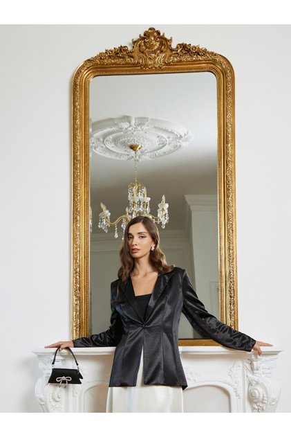 Women Black Satin Blazer