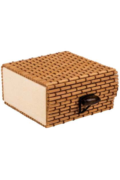 Cutie de Depozitare din Bambus Maro 7x7x3.5cm